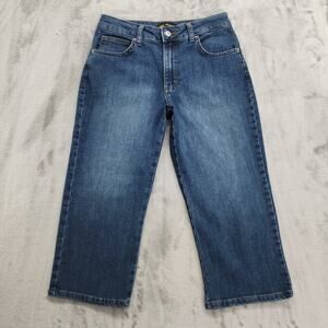 Lee Jeans Womens 6 Blue Relaxed Fit Mid Rise‎ Crop Capri Straight Stretch Denim